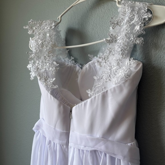 White Wedding Dress Chiffon A-Line Bodice - Picture 8 of 12